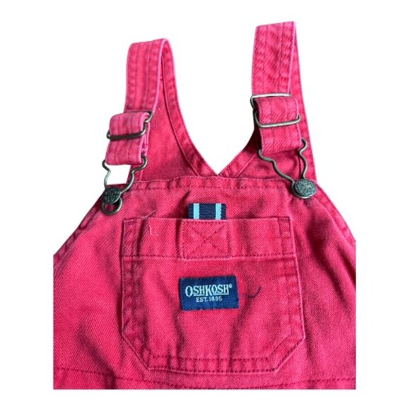 VINTAGE OshKosh B'Gosh RED BIB VESTBACK 100% COTTON OVERALLS SIZE 24 MONTHS - Picture 5 of 7